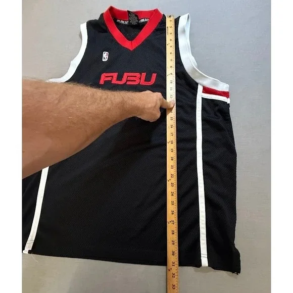 Vintage FUBU Athletic NBA Basketball Jersey Black Mens Size XL Sleeveless 90s - Picture 6 of 6